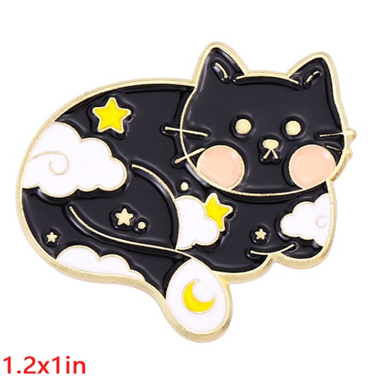 Cute Black Cat Enamel Pin Brooch Badge