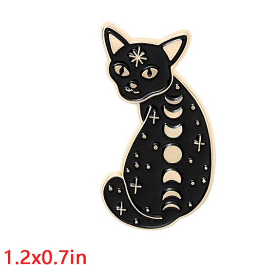 Cute Black Cat Moon Gothic Enamel Pin Brooch Badge