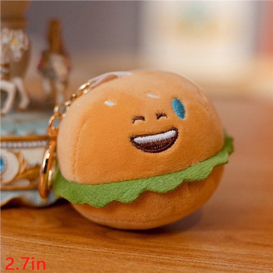 Hamburger Plush Keychain Soft Toy Handbag Keyring