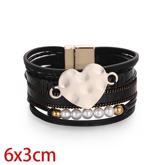 Multilayer Bohemia Leather Wrap Bracelet Boho Cuff Bracelets with Magnetic Clasp