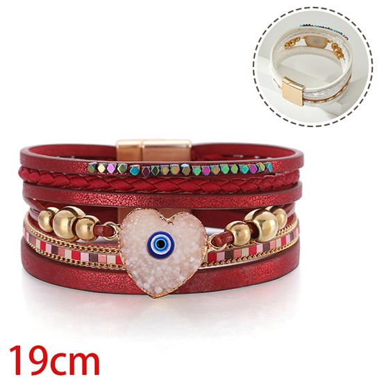Multilayer Bohemian Evil Eye Bracelet Leather Wristbands Bangle Jewelry