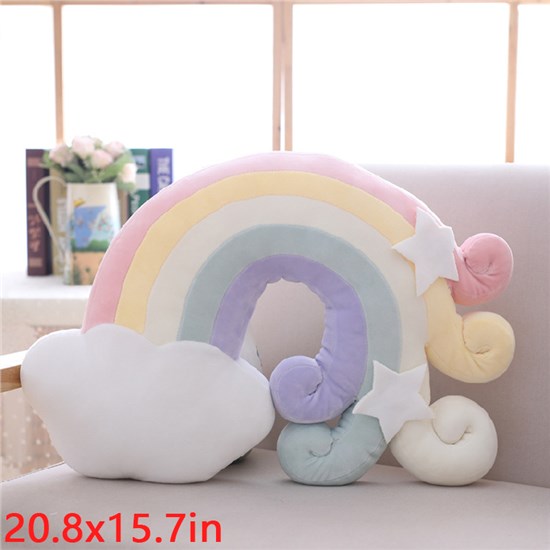 Cloud Rainbow Shaped Pillow Home Decorative Creative Cushion Plush Stuffed Pillow Candy Color Cushion