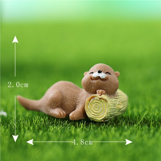 Miniature Otter Resin Figurines Small Animals Shape Decorative Statue Garden Miniature Moss Landscape Cartoon Animal Crafts