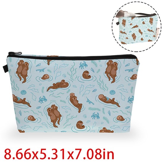 Cute Otter Cosmetic Bag Animals Waterproof Makeup Bag