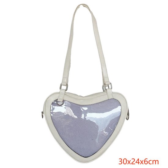 Anime White Heart PU Shoulder Bag Itabag