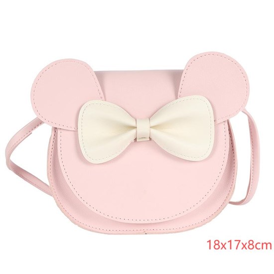 Cute Little Mouse Ear Bow PU Shoulder Handbag Crossbody Purse for Kids Girls