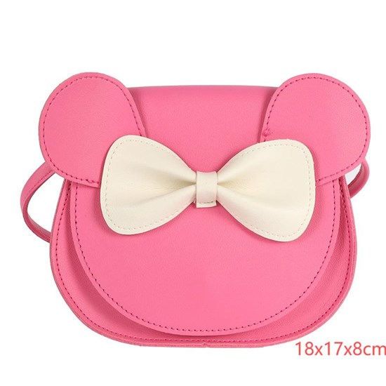 Cute Little Mouse Ear Bow PU Shoulder Handbag Crossbody Purse for Kids Girls