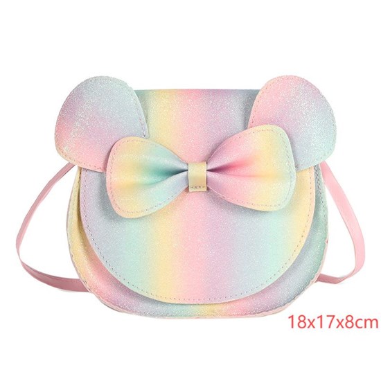 Cute Little Mouse Ear Bow PU Shoulder Handbag Crossbody Purse for Kids Girls