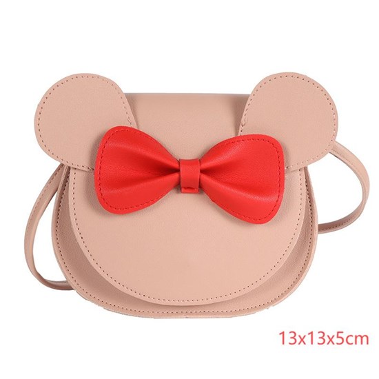 Cute Little Mouse Ear Bow PU Shoulder Handbag Crossbody Purse for Kids Girls