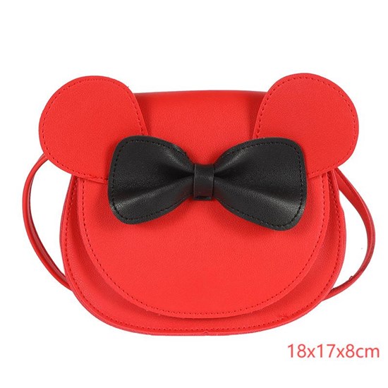 Cute Little Mouse Ear Bow PU Shoulder Handbag Crossbody Purse for Kids Girls