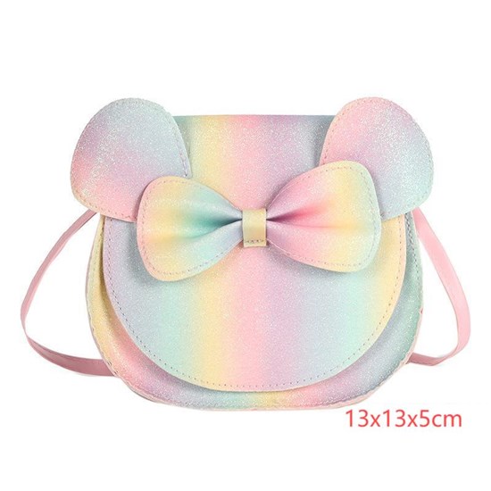 Cute Little Mouse Ear Bow PU Shoulder Handbag Crossbody Purse for Kids Girls