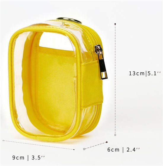 Yellow Clear Figure Display Bag,PVC Portable Small Dolls Storage Bag, Zipper Closure Carrying Display Case Pouch for Collectibles