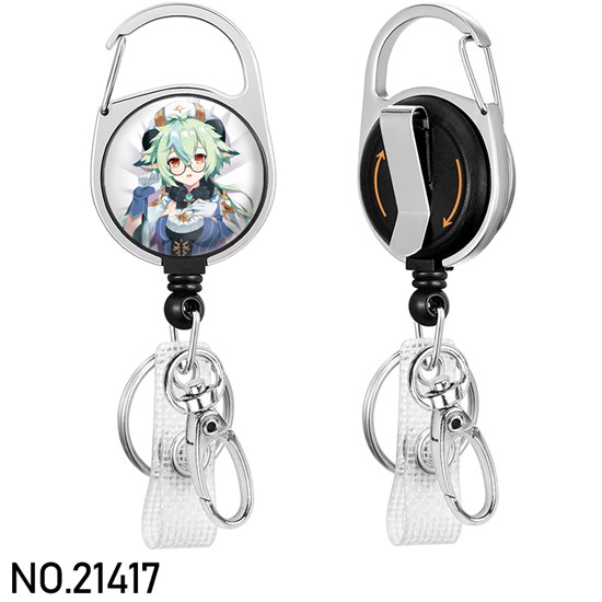 Anime Girl Sucrose Badge Reel Clip Badge Reel Holder Retractable Heavy Duty with 360° Swivel Carabiner Clip