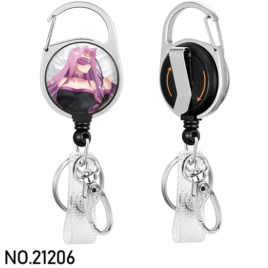 Anime Girl Medusa Badge Reel Clip Badge Reel Holder Retractable Heavy Duty with 360° Swivel Carabiner Clip