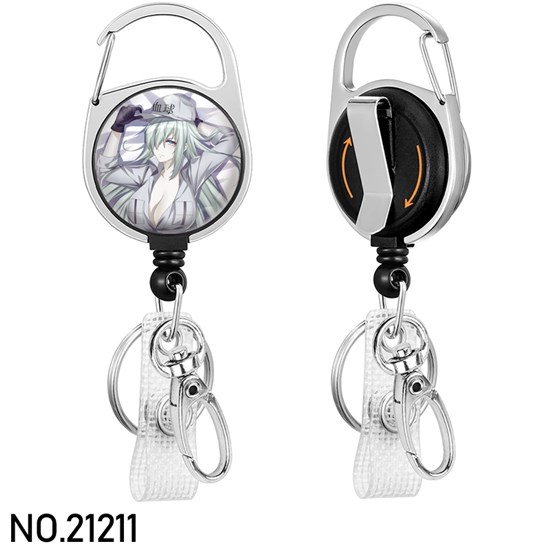 Anime Girl White blood cell 1196 Badge Reel Clip Badge Reel Holder Retractable Heavy Duty with 360° Swivel Carabiner Clip