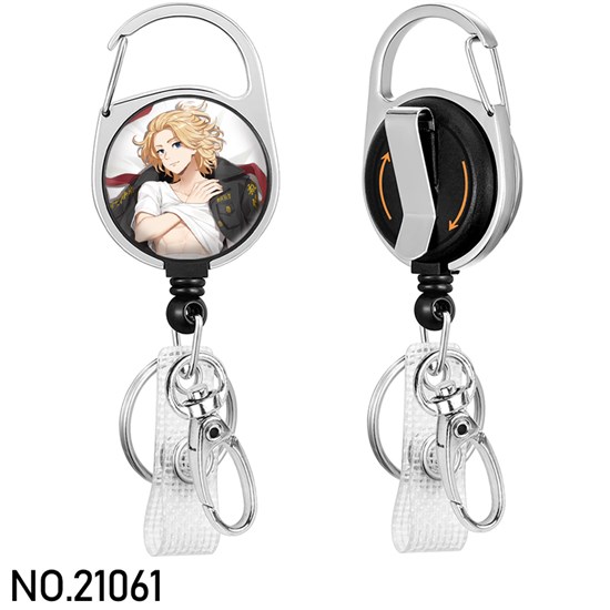 Anime Mikey Badge Reel Clip Badge Reel Holder Retractable Heavy Duty with 360° Swivel Carabiner Clip