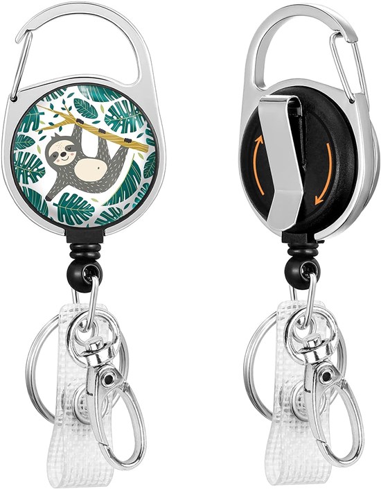 Sloth Badge Reel Retractable Heavy Duty with 360° Swivel Carabiner Clip, Nurse Teacher Student Office Gifts