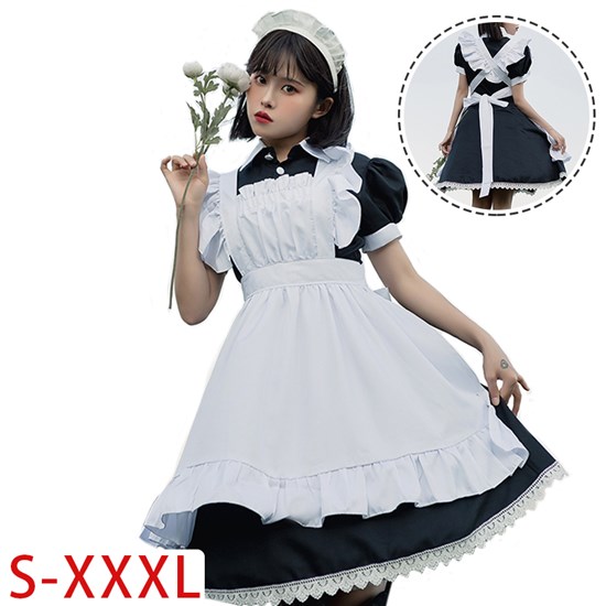 Japan Anime Cosplay Apron Maid Fancy Dress Costume