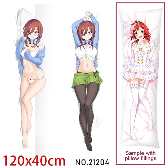 Anime Girl Nakano Miku Dakimakura Hugging Body Pillow Case Cover