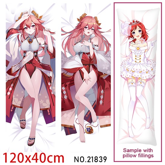 Anime Girl Yae Miko Dakimakura Hugging Body Pillow Case Cover