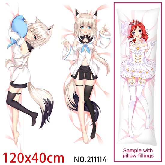 Anime Girl Shirakami Fubuki Dakimakura Hugging Body Pillow Case Cover