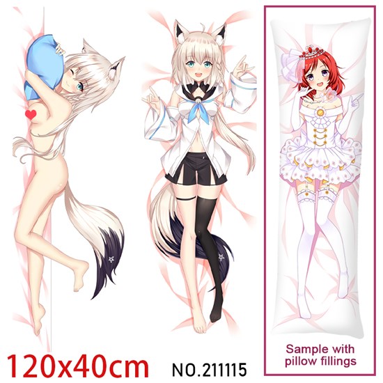 Anime Girl Shirakami Fubuki Dakimakura Hugging Body Pillow Case Cover
