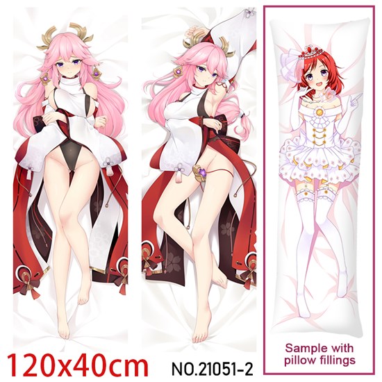 Anime Girl Yae Miko Dakimakura Hugging Body Pillow Case Cover