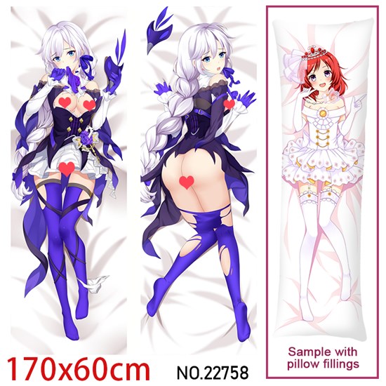 Anime Girl Kiana Kaslana Dakimakura Hugging Body Pillow Case Cover