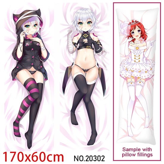 Anime Girl Gray Dakimakura Hugging Body Pillow Case Cover