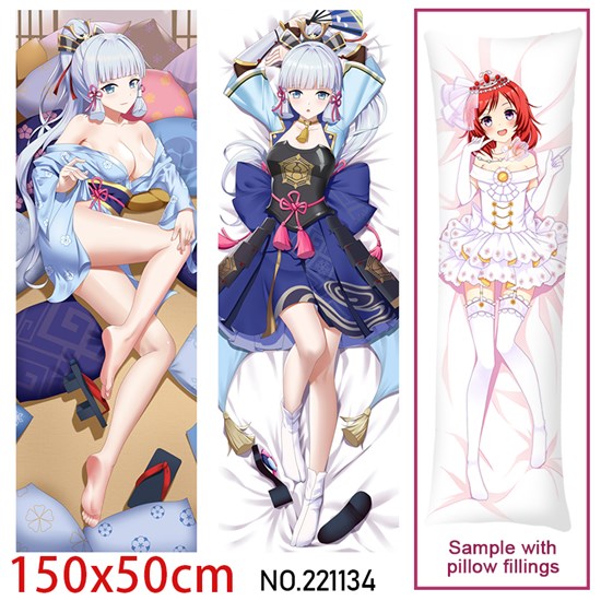 Anime Girl Kamisato Ayaka Dakimakura Hugging Body Pillow Case Cover