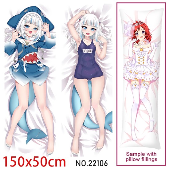 Anime Girl Gawr Gura Dakimakura Hugging Body Pillow Case Cover