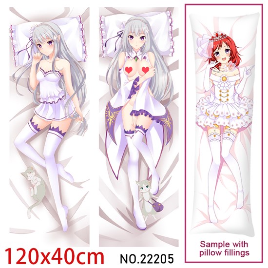 Anime Girl Emilia Dakimakura Hugging Body Pillow Case Cover