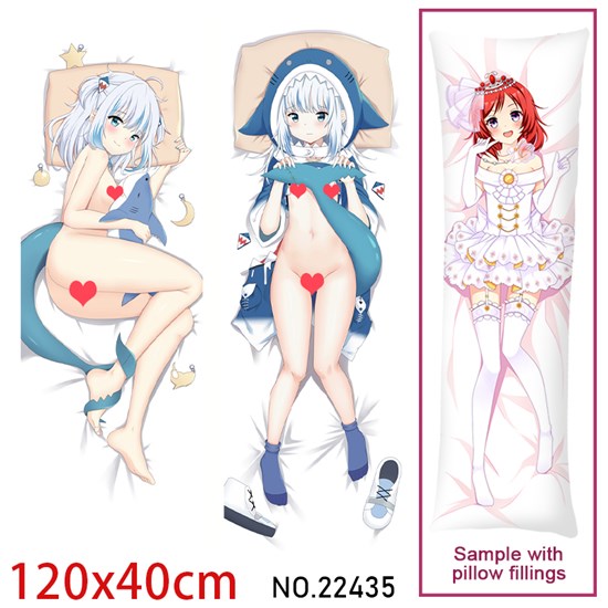 Anime Girl Gawr Gura Dakimakura Hugging Body Pillow Case Cover