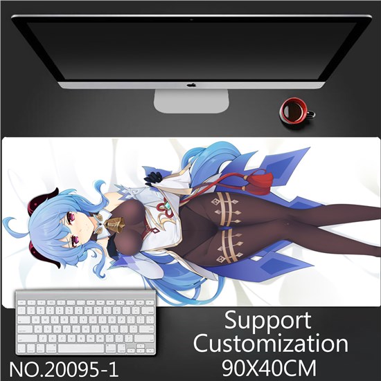 Anime Girl Ganyu Extended Gaming Mouse Pad Large Keyboard Mouse Mat Desk Pad