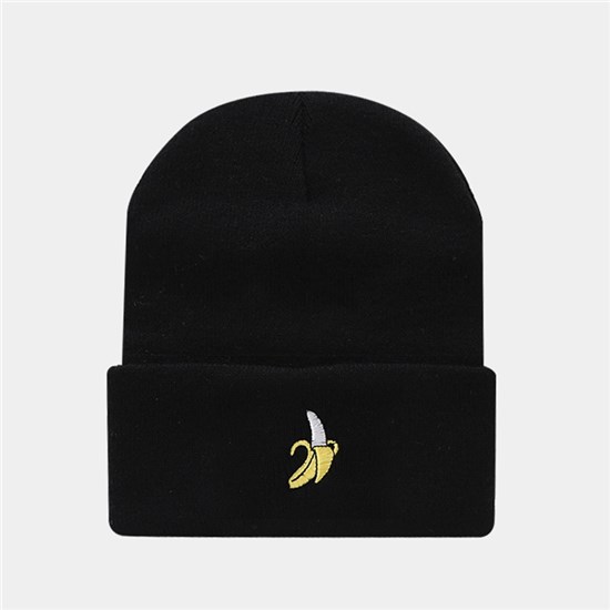 Banana Winter Black Knit Hat