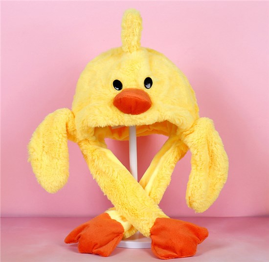 Anime Duck Ear Moving Jumping Hat Funny Plush Hat Unisex Earflaps Movable Ears Hat Cosplay Party Hat