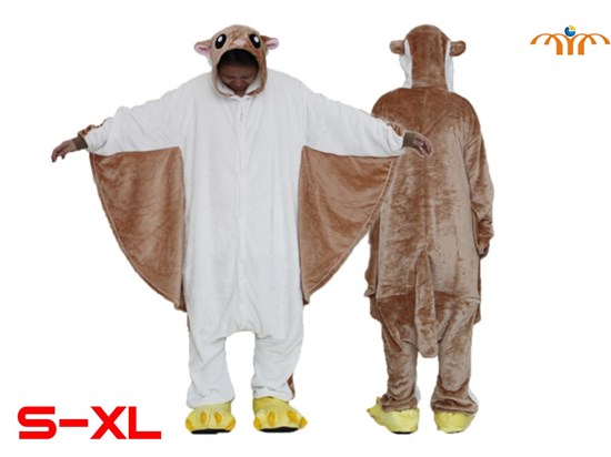 Unisex Adult Flying Squirrel Kigurumi Onesie Cosplay Animal Jumpsuit Costume