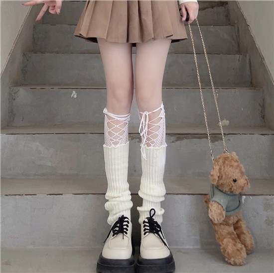 Girls White Leg Warmer Socks Japanese Students Kawaii Lolita Socks Cosplay Cartoon Warm Thigh High Socks