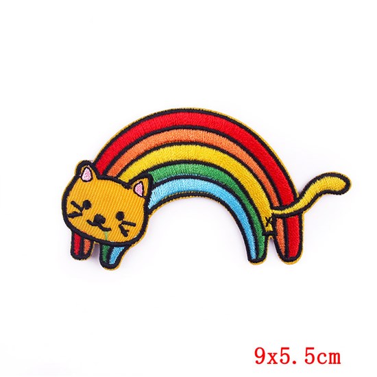 Funny Cute Rainbow Cat Embroidered Badge Patch