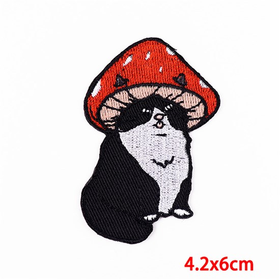 Funny Cute Mushroom Cat Embroidered Badge Patch