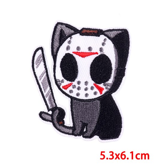 Gothic Funny Chainsaw Cat Embroidered Badge Patch