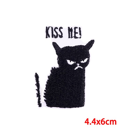 Funny Black Cat Embroidered Badge Patch