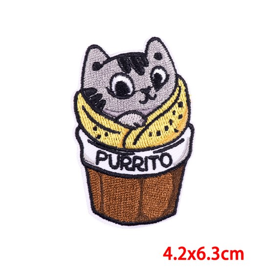 Funny Cute Cat Embroidered Badge Patch