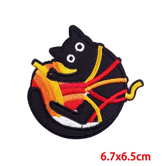 Funny Black Cat Embroidered Badge Patch