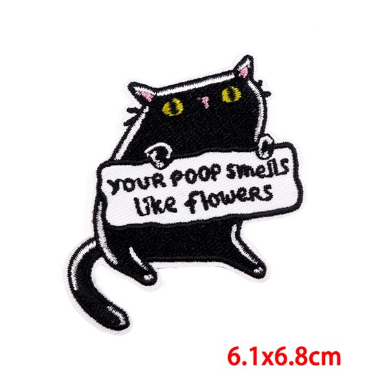 Funny Black Cat Embroidered Badge Patch