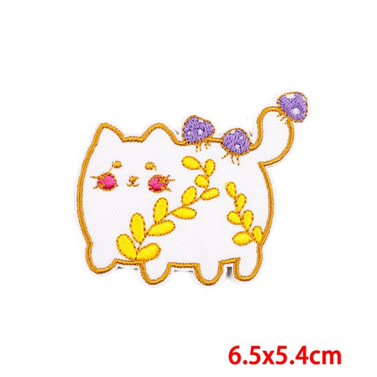Funny Cute White Cat Embroidered Badge Patch