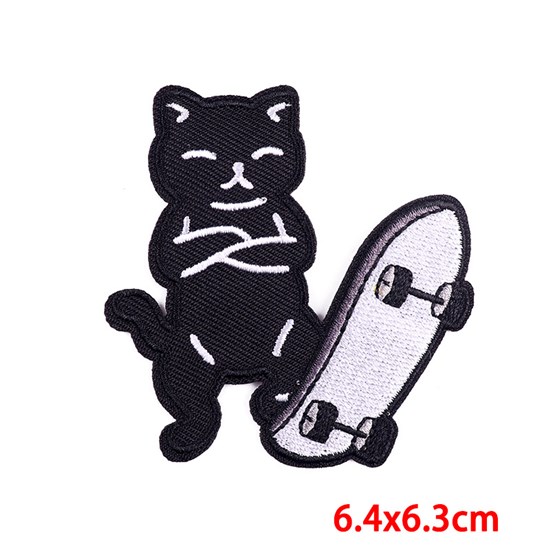 Funny Black Cat Embroidered Badge Patch