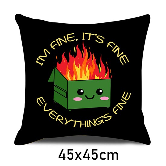 Green Dumpster with Cute Face is on Fire Pillow Case