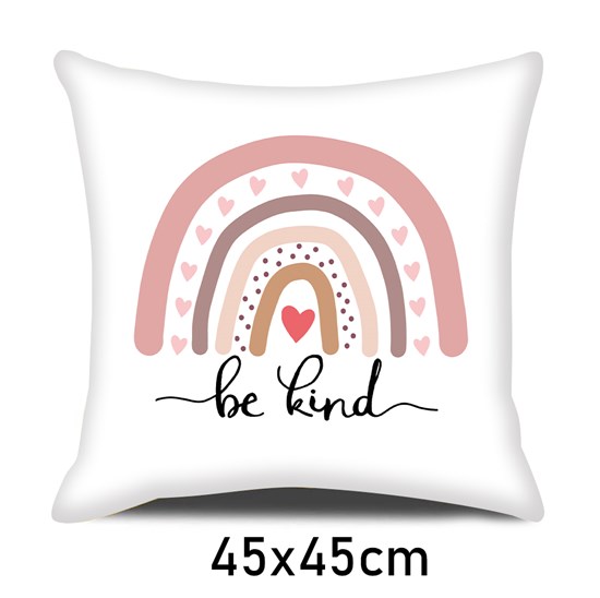 Pink rainbow & heart with word: be kind Pillow Case