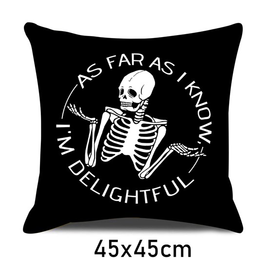 White Funny Human Skeleton, Hand up Pillow Case